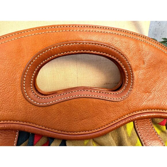 Paule Marrot Editions Hayden Harnet Leather & Canvas Multi Color Top Handle Bag - Picture 3 of 15